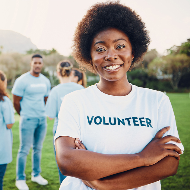 Smiling face of a volunteer
